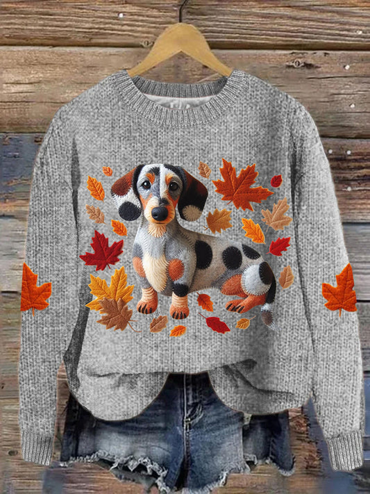 Women's Dachshund Maple Leaf Sweatshirt