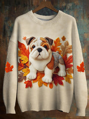 Men's Pug Maple Leaf Imitation Sweater