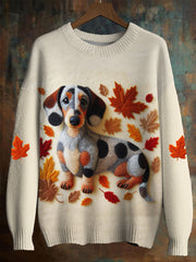 Men's Dachshund Maple Leaf Imitation Sweater