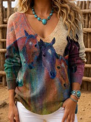 Women's Western Style Art Printed Tops