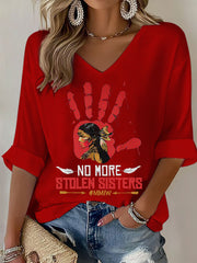 Women's no more stolen sisters MMIW V-neck tops