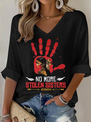 Women's no more stolen sisters MMIW V-neck tops