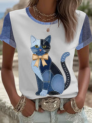 Women's Animal Cat Printed T-shirt