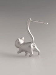Women's cat silver needle earrings(Pair)