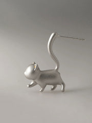 Women's cat silver needle earrings(Pair)