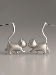 Women's cat silver needle earrings(Pair)