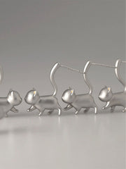 Women's cat silver needle earrings(Pair)