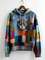 Men's Animal Cat  Drop-Shoulder Hoodie (No Pockets)