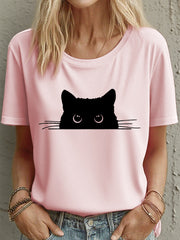 Women's Cute Cat Print T-Shirt