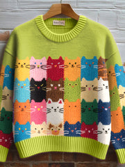 Women's Lovely Cats Pattern Cozy Knit Sweater