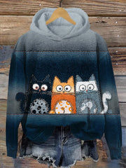 Women's Cat Print Casual Hoodie