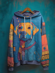 Men's Animal Dog Drop-Shoulder Hoodie (No Pockets)