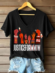 Women's Justice For MMIW Print V-Neck T-Shirt