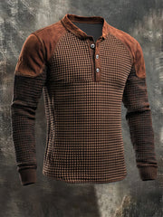 Men's  Retro Western Casual Long Sleeve Henley Shirt
