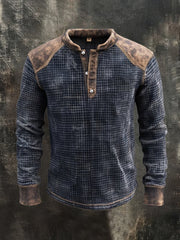Men's Retro Western Casual Long Sleeve Henley Shirt