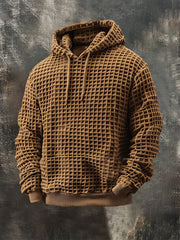 Men's Retro 3D Texture Casual Long-sleeved Hoodie with Pockets