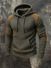 Men's Retro 3D Texture Casual Long-sleeved Hoodie with Pockets