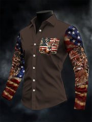 Men's Casual Western Style Contrast Color Shirt