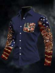 Men's Casual Western Style Contrast Color Shirt