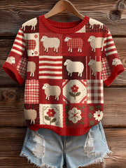 Women's Cute Sheep Pattern Cozy Knit Top
