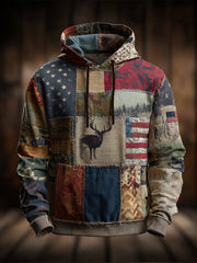 Men's Vintage Elk Oversized Drop-Shoulder Hoodie