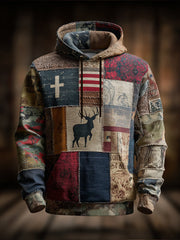 Men's Vintage Elk Drop-Shoulder Hoodie