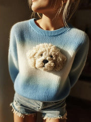 Women's Classic Plush Labrador Cozy Knit Crew Neck Sweater