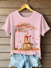 Women's It’s Fall Y’all Cute Cat Printed  Short Sleeve T-Shirt