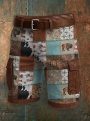 Men's Western Retro Graphic Print Casual Shorts