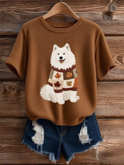 Women's Autumn Dog  Art Print Short SleeveT-shirt