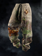 Men's Vintage Western Elk Casual Pants