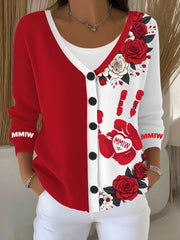 Women's MMIW Red Palm Floral Cardigan