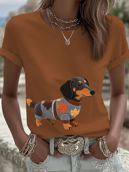 Women's Autumn Dog Art Print Long Sleeve Sweatshirt