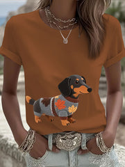 Women's Autumn Dog Art Print Long Sleeve Sweatshirt