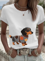 Women's Autumn Dog Art Print Long Sleeve Sweatshirt