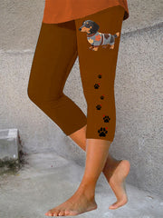 Women's Autumn Dog Art Print Seven-minute Bottoms