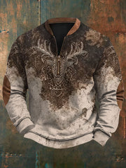 Men's Western Elk Printed Casual Sweatshirt