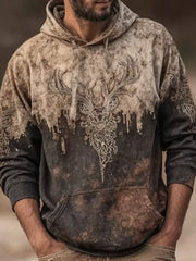 Men's Western Elk Printed Hoodie