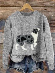 Women's Australian Shepherd Dog Felt Cozy Knit Sweater