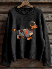 Women's Autumn Dog Art Print Long Sleeve Sweatshirt