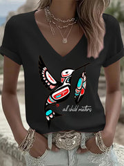 Women's All Child Matters Printed Casual T-shirt