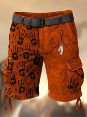 Men's Orange Shirt Japanese Print Casual Shorts