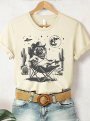 Women's Vintage Dog UFO Western T-shirt