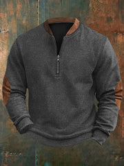 Men's Vintage Plaid Print Casual Zipper Sweatshirt