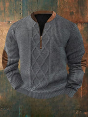 Men's Vintage Cable Pattern Print Casual Sweatshirt