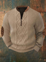 Men's Vintage Cable Pattern Print Casual Sweatshirt