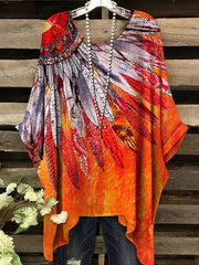 Women's indigenous art printed tops