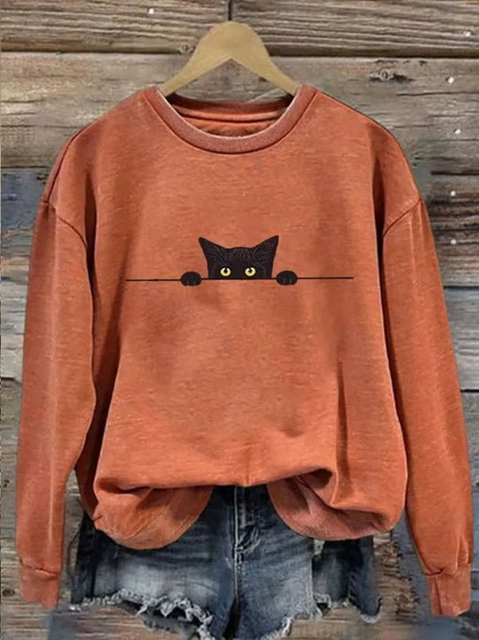Women's Cute Cat Printed Casual Sweatshirts