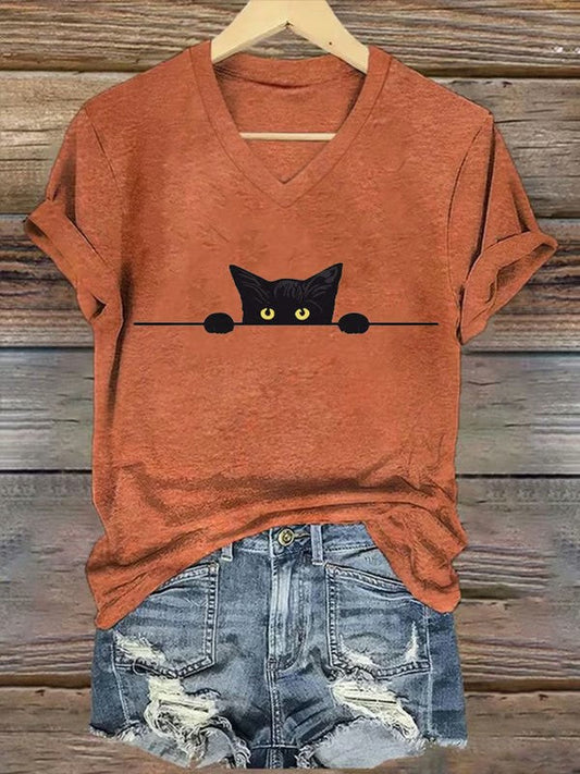 Women's Cute Cat Print Casual T-Shirt