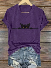 Women's Cute Cat Print Casual T-Shirt
